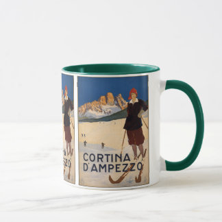 Caneca Arte do poster das viagens vintage de Cortina