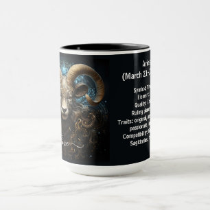 Caneca Arte do Zodíaco de Áries para 21 de Março–19 de Ab