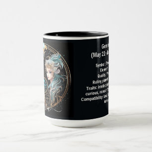 Caneca Arte do Zodíaco de Gêmeos para 21 de Maio–20 de Ju