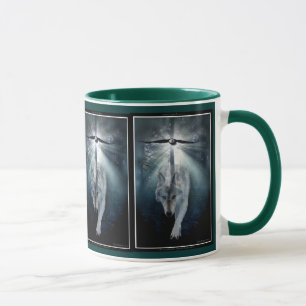 Caneca Arte dos animais selvagens do lobo & da águia