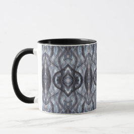 Caneca Arte em Aquarela Abstrata Azul Escuro Respirar