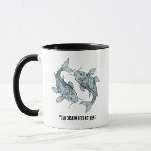 Caneca Arte em Aquarela de Peixes Koi Elegantes   Estilo 