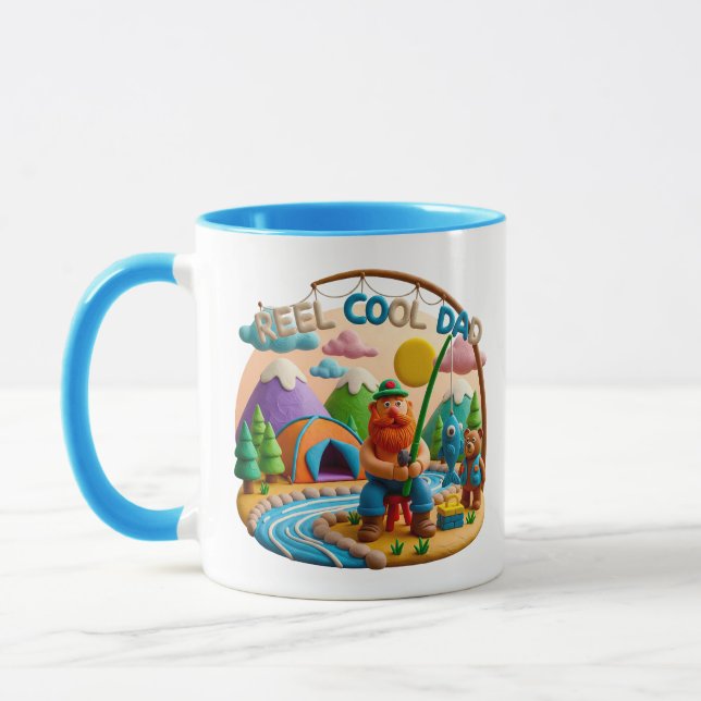 Caneca Arte em Argila “Reel Cool Dad” Design de Cena de P (Esquerda)