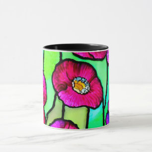 Caneca Arte em vidro de Anêmonas