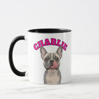 Caneca Arte engraçado do Bulldog Francês Frenchie lambend