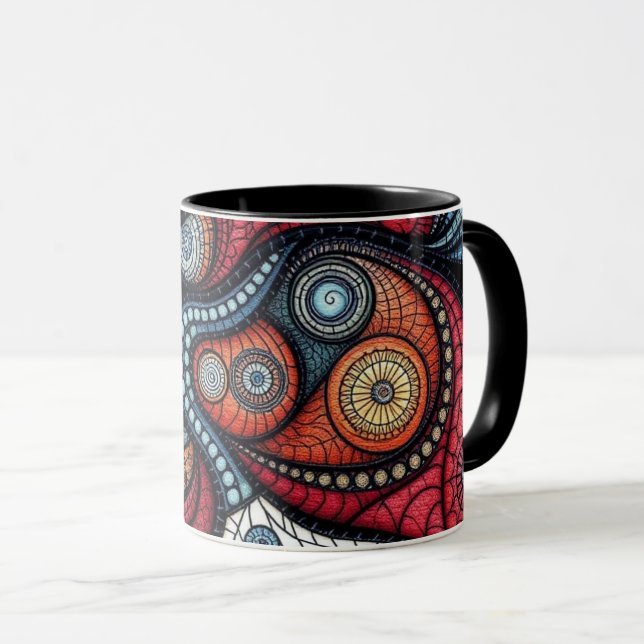 Caneca Arte Espiral Fractal Colorida (Frente Esquerda)