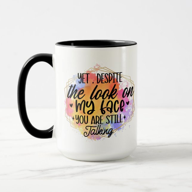 Caneca Arte facial engraçada de sarcasmo sobre café (Esquerda)