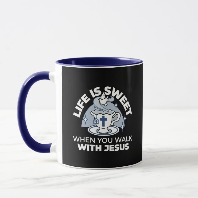 Caneca Arte Fiável - Teacup com Cruz e Dove (Esquerda)