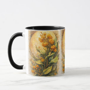 Caneca Arte floral botânica ilustração floral vintage