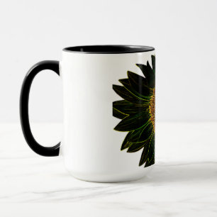 Caneca Arte Floral de Girassol Amarelo Neon Minimalista
