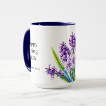 Arte Floral de Jacinto Roxo Vintage para a Primave