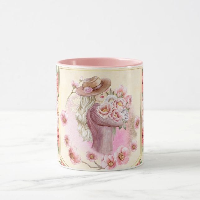Caneca Arte Floral, Senhora de Primavera, Arte Gráfica (Centro)