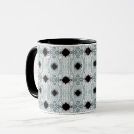 Caneca Arte fluida abstrata acrílica cinza e preta Argent