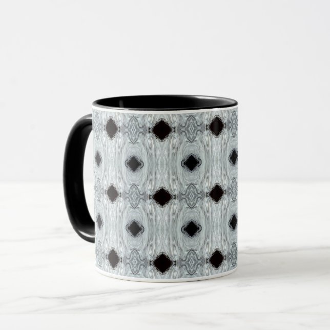 Caneca Arte fluida abstrata acrílica cinza e preta Argent (Frente Esquerda)
