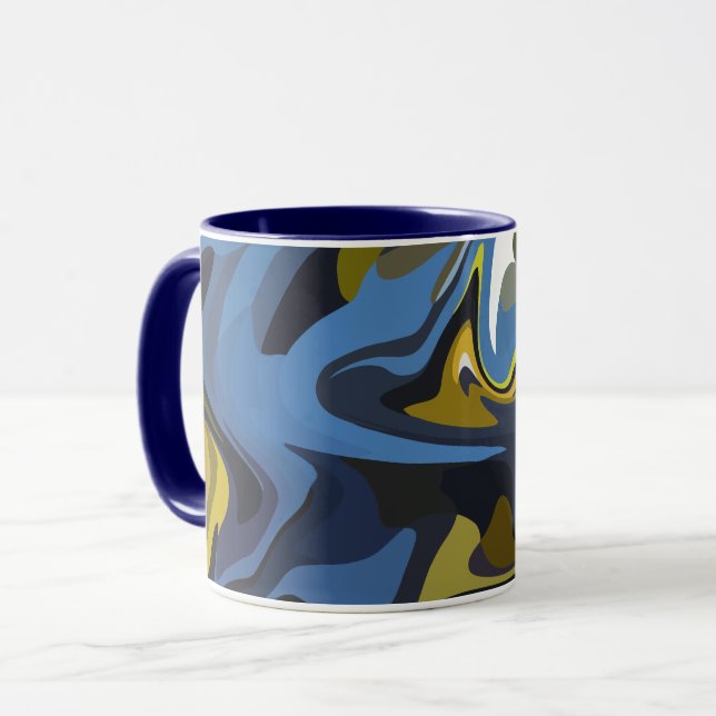 Caneca Arte Fluida Abstrata com Curvas Fluídas (Frente Esquerda)