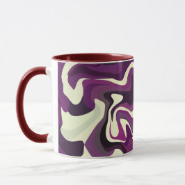 Caneca Arte Fluida Abstrata com Tons Roxos e Creme