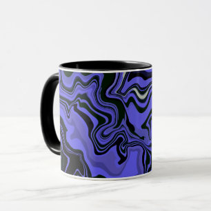 Caneca Arte Fluido Abstrato em Azul Real e Preto