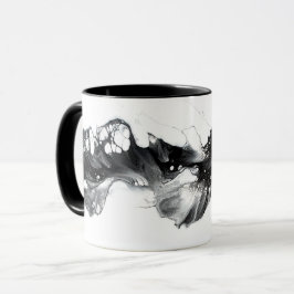 Caneca Arte Fluido Abstrato Preto e Branco Luz e Escuridã