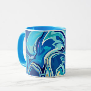 Caneca Arte Fluido Tranquilo com Redemoinhos Azuis e Aquá