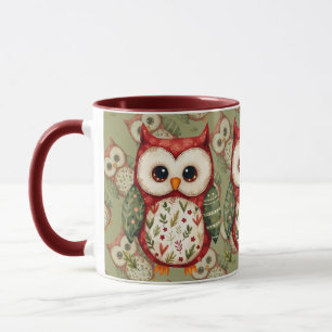 Caneca Arte Folclórica Coruja Patchwork Design Cottagecor