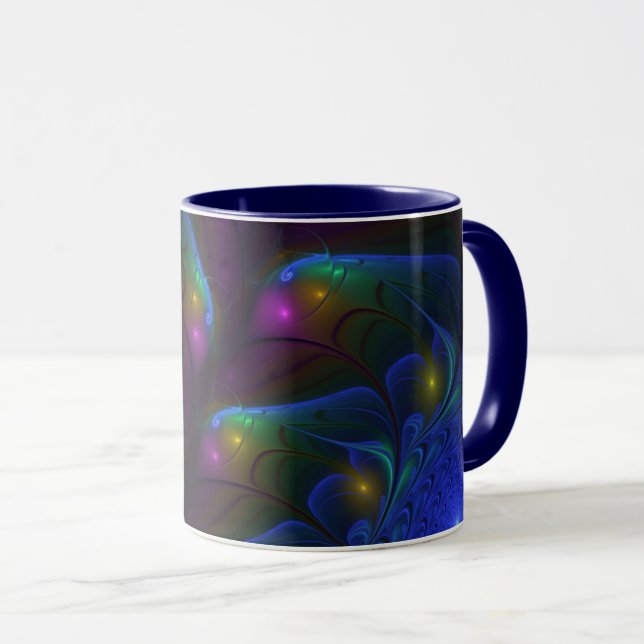 Caneca Arte Fractal Abstrata Moderna e Colorida (Frente Esquerda)