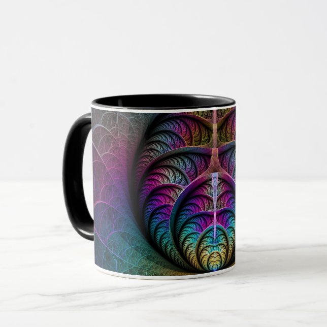 Caneca Arte Fractal Abstrato com Padrão Trippy (Frente Esquerda)