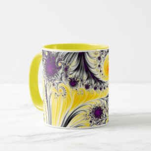 Caneca Arte Fractal Amarela abstrato