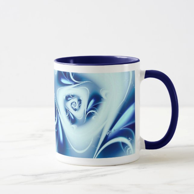 Caneca Arte Fractal Azul-Água (Direita)
