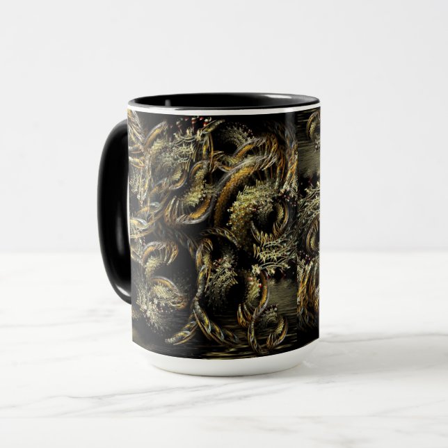 Caneca Arte Fractal Escala Escura (Frente Esquerda)