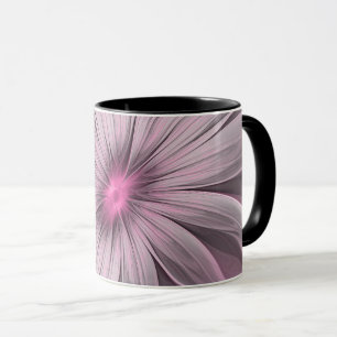 Caneca Arte Fractal Floral de Ameixa Abstrata Flor Fantas