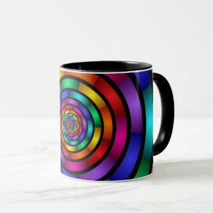 Caneca Arte Fractal Moderna Redonda e Psicodélica Colori