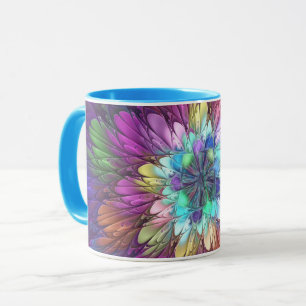 Caneca Arte frontal Abstrato de Flor Psicodélica Colorid