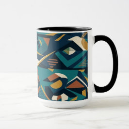 Caneca Arte Geométrica Abstrata Moderna - Laranja Teal Re