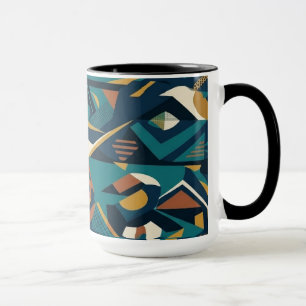 Caneca Arte Geométrica Abstrata Moderna - Laranja Teal Re