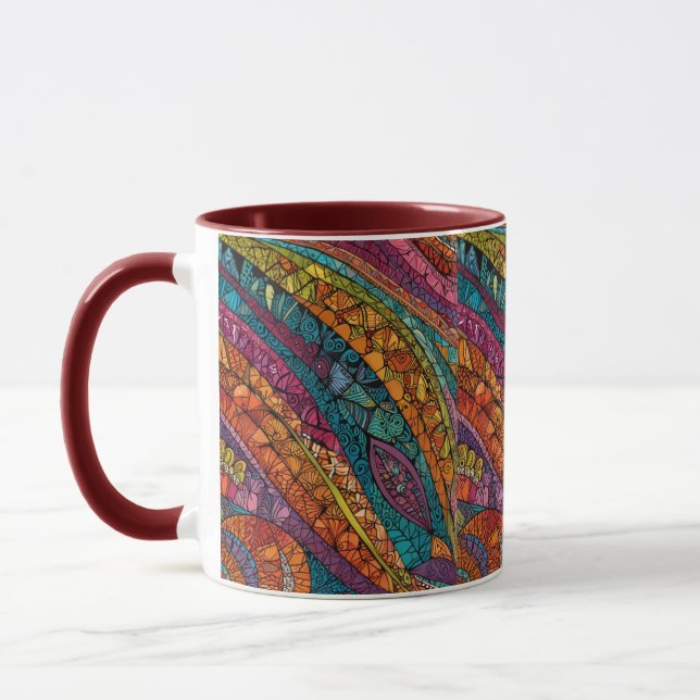 Caneca Arte Geométrica Dinâmica em Matizes Vibrantes (Esquerda)
