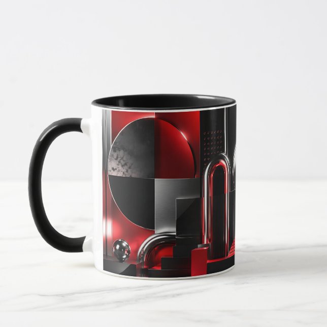 Caneca Arte Geométrico Abstrato Dinâmico Presente Vermelh (Esquerda)