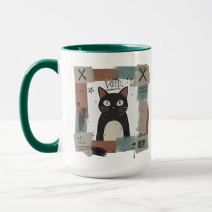 Caneca Arte Gótica de Gato Preto Feral Suave e Despreocup