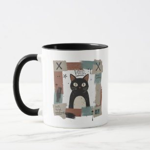 Caneca Arte Gótica de Gato Preto Feral Suave e Despreocup