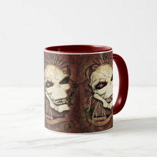 Caneca Arte gótico de riso da fantasia do crânio