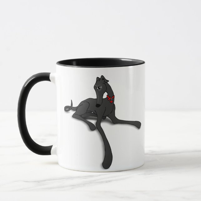 Caneca Arte Greyhound Preta (Esquerda)