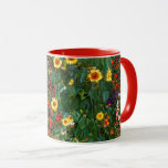 Caneca Arte Gustav Klimt - Jardim Fazenda com Girassóis<br><div class="desc">Arte Gustav Klimt - Jardim de Fazenda com caneca de café personalizada de arte Sunflower.</div>