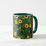 Caneca Arte Gustav Klimt - Jardim Fazenda com Girassóis<br><div class="desc">Arte Gustav Klimt - Jardim de Fazenda com caneca de café personalizada de arte Sunflower.</div>