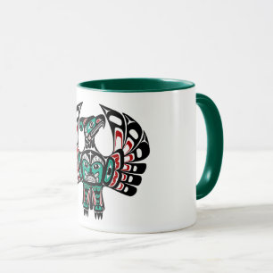 Caneca Arte Haida Vermelho Preto Americano Nativo Thunder