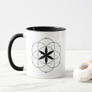 Caneca Arte Linear da Semente da Vida da Geometria Sagrad