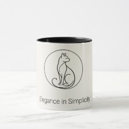 Caneca Arte Minimalista de Gato em Linha - Coleção Chic d