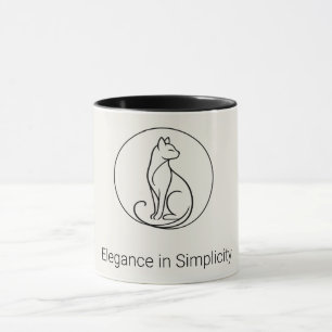 Caneca Arte Minimalista de Gato em Linha - Coleção Chic d