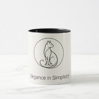 Caneca Arte Minimalista de Gato em Linha - Coleção Chic d