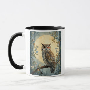 Caneca Arte Mística da Coruja ao Luar na Floresta   Coruj
