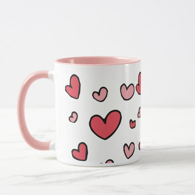Caneca Arte Moderna Corações Design (Esquerda)