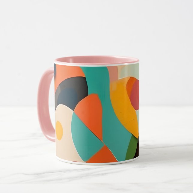Caneca Arte Moderna do meio século, Várias Cores, Geométr (Frente Esquerda)